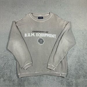 Vintage Y2K BUM Equipment Grey Sweatshirt 100% Cotton Distress Men’s Large #1736